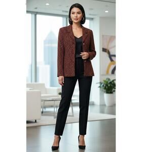 Vintage Serbin Women's Burgundy Button Front Chenille Blazer Jacket-Size XL